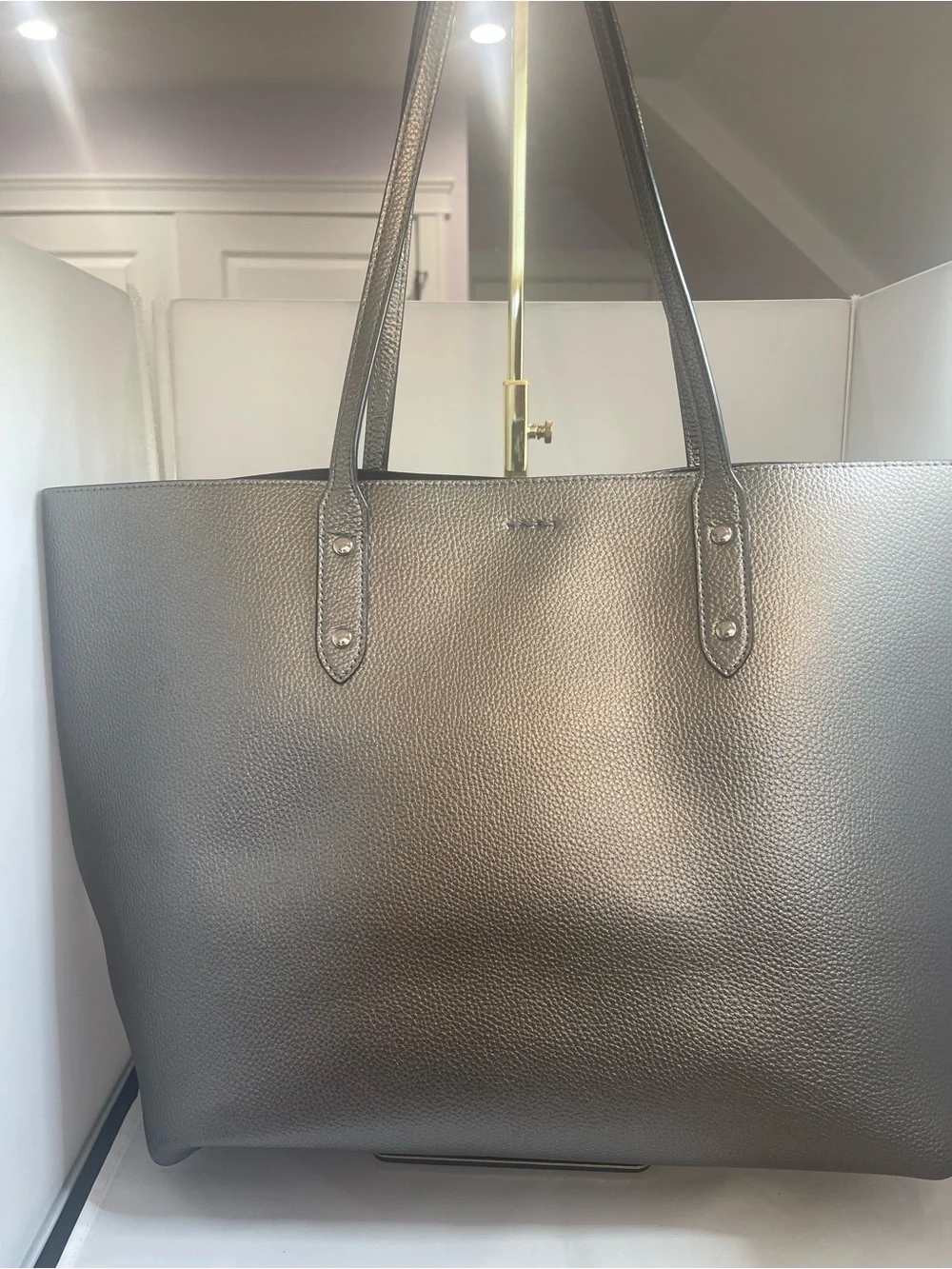 Coach Town Tote in Metallic Grey/Silver